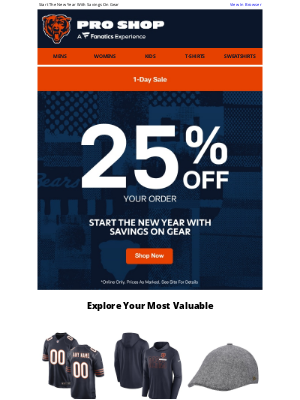 Chicago Bears - 1-Day Sale >> 25% Off Bears Gear