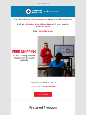 American Red Cross - FREE SHIPPING on ALL Training Supplies, with quantity discounts available!