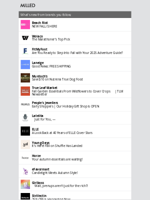 Milled - Trending this week: Beach Riot, Wolaco, FitMyFoot, Laneige and Murdoch's