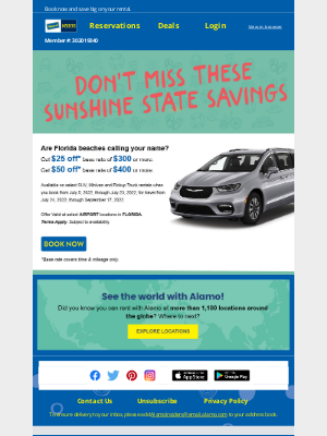 Alamo Rent A Car - Let’s go! Sunshine State Savings!​