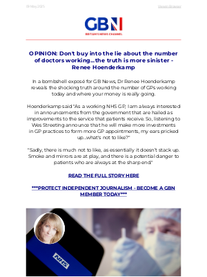 GB News (United Kingdom) - OPINION: You are being sold a sinister lie about the number of GPs working - Dr Renee Hoenderkamp