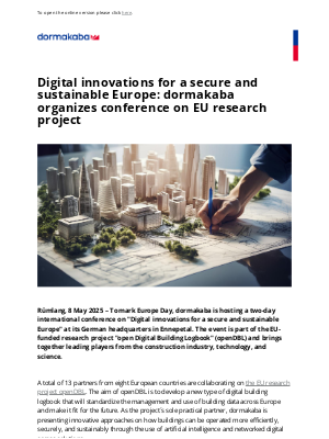 dormakaba - Digital innovations for a secure and sustainable Europe: dormakaba organizes conference on EU research project
