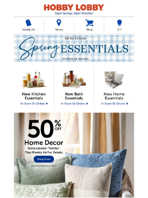 Hobby Lobby - Comfort & Style – 50% Off Home Decor