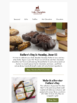 Lake Champlain Chocolates - Hurry, only 6 days until Father's Day!
