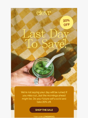 Clevr Blends - 20% off ends tonight!