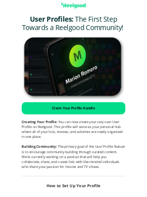 reelgood - Introducing User Profiles: Your next step for creating community on Reelgood! ✨