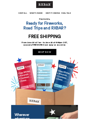 RXBAR - Get Your Free Shipping Discount Code for July 4 🎉