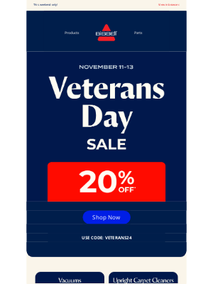 BISSELL - Veterans Day Deal: Get 20% off