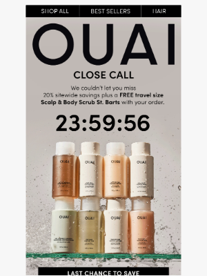 OUAI HAIRCARE - Last call on 20% sitewide savings