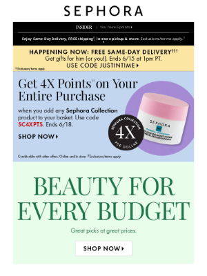 Sephora - Get 4X points on your basket when you buy any Sephora Collection item! 😍