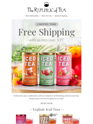 The Republic of Tea - Celebrate National Iced Tea Day with Free Shipping Over $35!