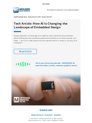 Mouser Electronics - Embedded Design, how does AI keep up?