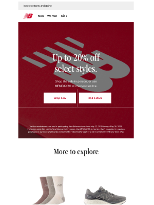 New Balance - Get up to 20% off select styles