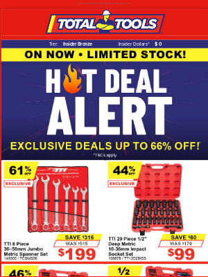 Total Tools (Australia) - Jean, Hot Deal Alert: Exclusive Tools Up to 66% OFF* – Only at Total Tools! Selling Fast, Be Quick!🔥