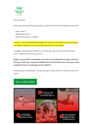 The Wilderness Society - Underfunded and underspent: the threatened species story