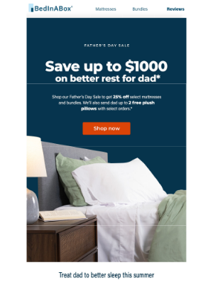 BedInABox - Get up to 25% off sleep gifts for dad.