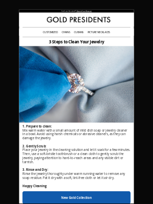 Gold Presidents - 3 Steps to Clean Your Jewelry 🏆