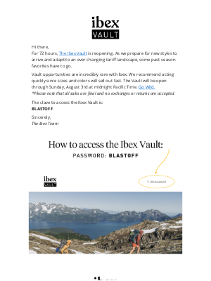 Ibex Outdoor Clothing - The Ibex Vault Is Open (For 72 Hours Only)