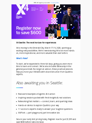 Qualtrics - X4 comes to Seattle March 2026. Get your discount