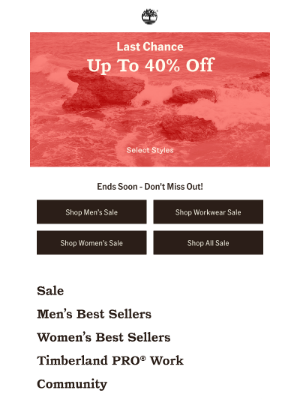 Timberland - Up To 40% Off Ends SOON!