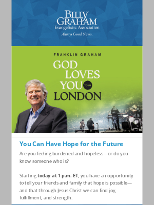 Billy Graham Evangelistic Association - Watch Franklin Graham Live From London