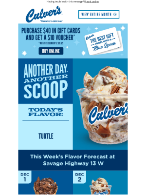 Culver's - December Flavor Forecast for Culver's of Savage, MN - Hwy 13 W