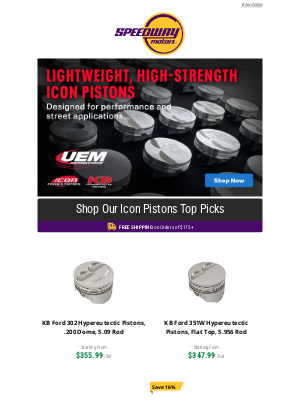 Speedway Motors - Icon Pistons Provide Superior Strength and Longevity
