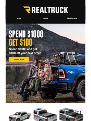 RealTruck - Don't Miss Out: Spend $1,000 Now, Get $100 for Your Next Order!