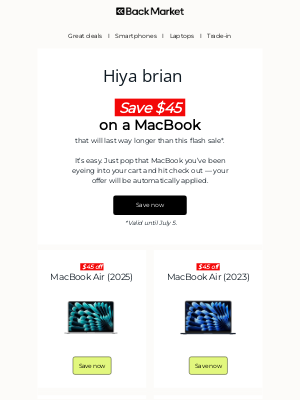Back Market - (1) new MacBook deal, brian