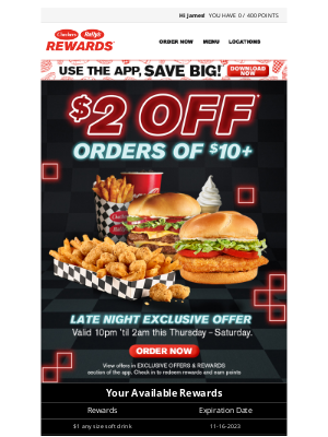 Checkers Drive-In Restaurants - National Fast Food Day: $2 off $10! 🌙