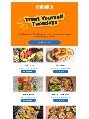 GrubHub - 20% off Fresh Bites and more. Treat yourself.