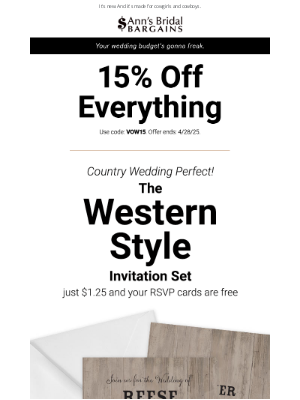 Anns Bridal Bargains - 🤠 Saddle Up and Invite in Style