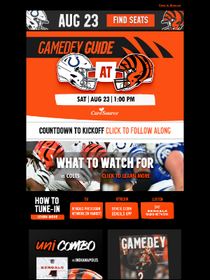 Cincinnati Bengals - Tune In & Gamedey Guide // VS Colts