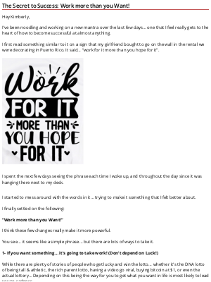 lifetime.com - The Secret to Success: Work more than you Want!