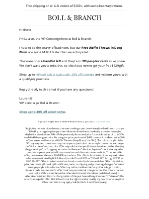 Boll & Branch - PSA: This free gift won't be here for long