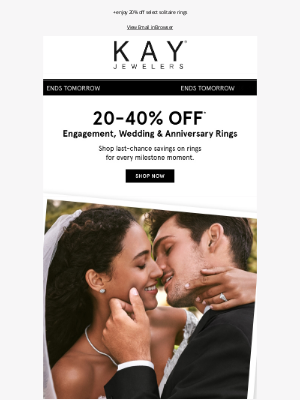 Kay Jewelers - Ends Tomorrow: 20-40% off BRIDAL rings