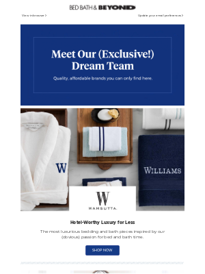 onboarding welcome email by Bed Bath & Beyond