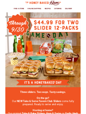 HoneyBaked Ham - $44.99 for two slider 12-packs 🏈