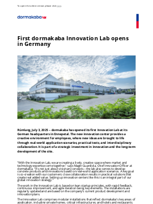 dormakaba - First dormakaba Innovation Lab opens in Germany