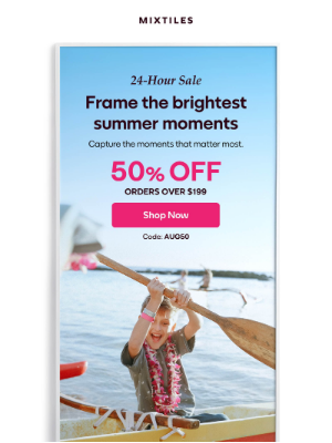 Mixtiles - 24-Hour Sale: Frame Your Brightest Summer Moments
