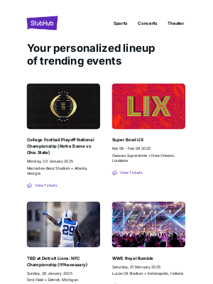 StubHub - Your event lineup