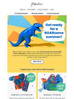 Paperchase - 3 for 2 on our dino-mite NEW collection 🦖