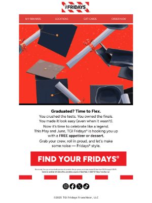 TGI Fridays - Grad deal = almost gone 🎓⏳