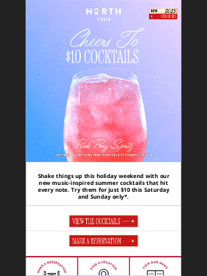 North Italia - $10 cocktails start tomorrow!
