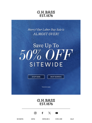 G.H. Bass & Co. - SALE ENDING TODAY