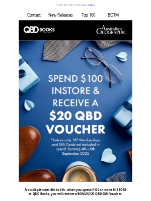 QBD The Bookshop (Australia) - QBD Books: Spend $100 In-Store, Receive a $20 QBD Gift Voucher TOMORROW!