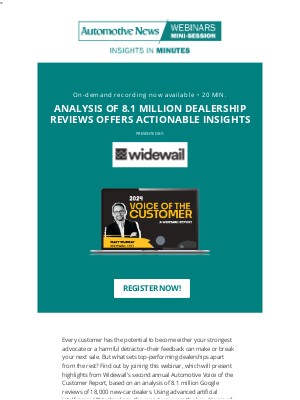 Automotive News - Insights from Widewail’s second annual Automotive Voice of the Customer Report.