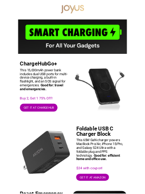 Joyus - Power up! ⚡️ Charging Solutions Starting at $13