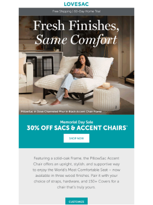 Lovesac - The PillowSac Accent Chair – Now with NEW Finishes to Love.