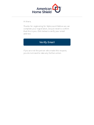 American Home Shield - Verify your email address for AHS MyAccount